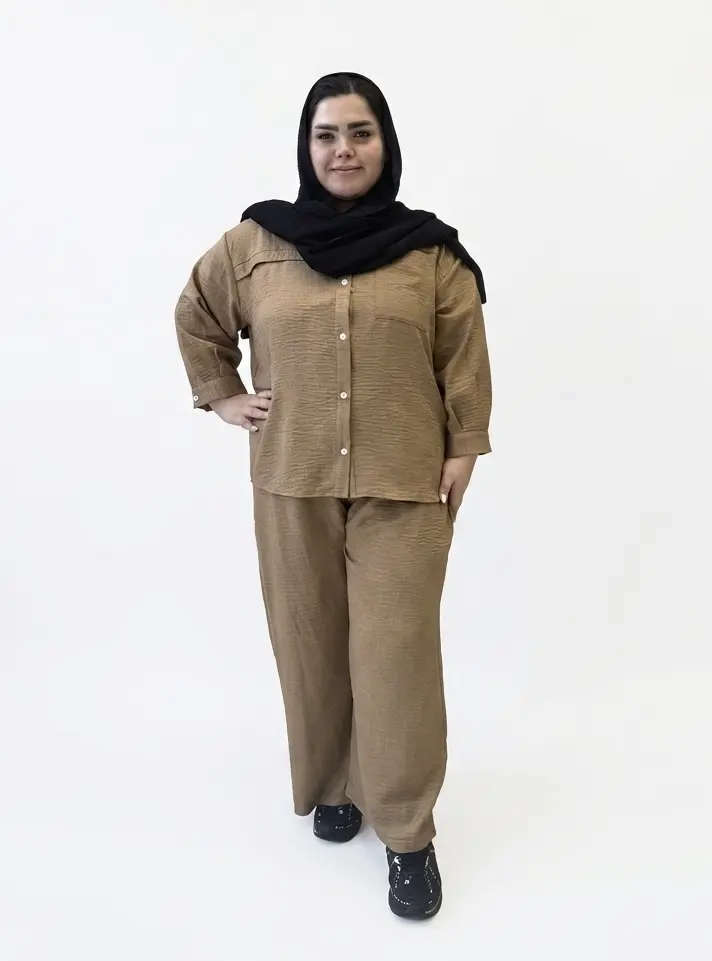 ست شومیز شلوار سوفیا تک جیب سایز بزرگ زنانه